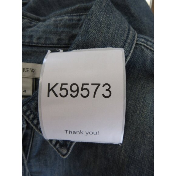 J Crew Dress 4 Linen Blend Popover Shirt Tunic Denim Collared Pocket - Picture 10 of 10